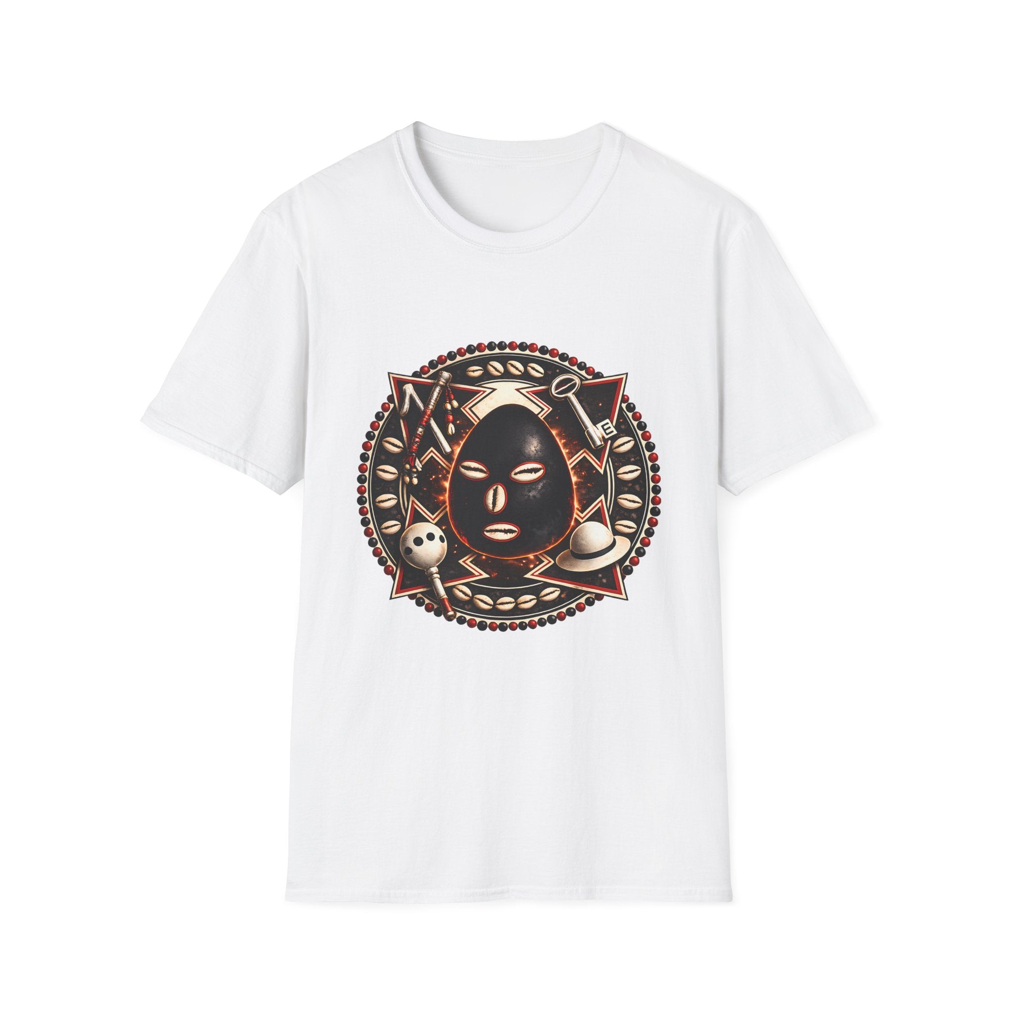 African Mask Tribal Art T-Shirt — Decorative Kente-Inspired Mask Design