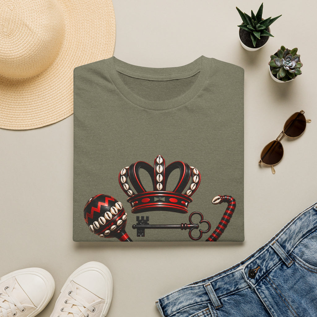 Eshu Eleggua Crown, Maraca & Key T-Shirt | Afro-Caribbean Orisha Design