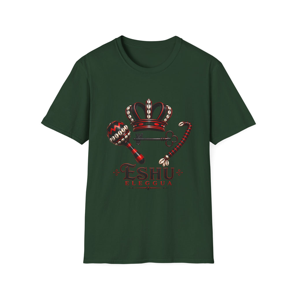 Eshu Eleggua Crown, Maraca & Key T-Shirt | Afro-Caribbean Orisha Design