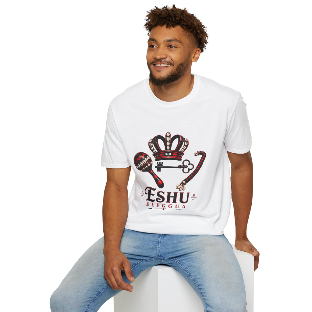 Eshu Eleggua Crown, Maraca & Key T-Shirt | Afro-Caribbean Orisha Design