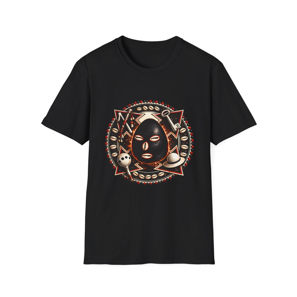 African Mask Tribal Art T-Shirt — Decorative Kente-Inspired Mask Design