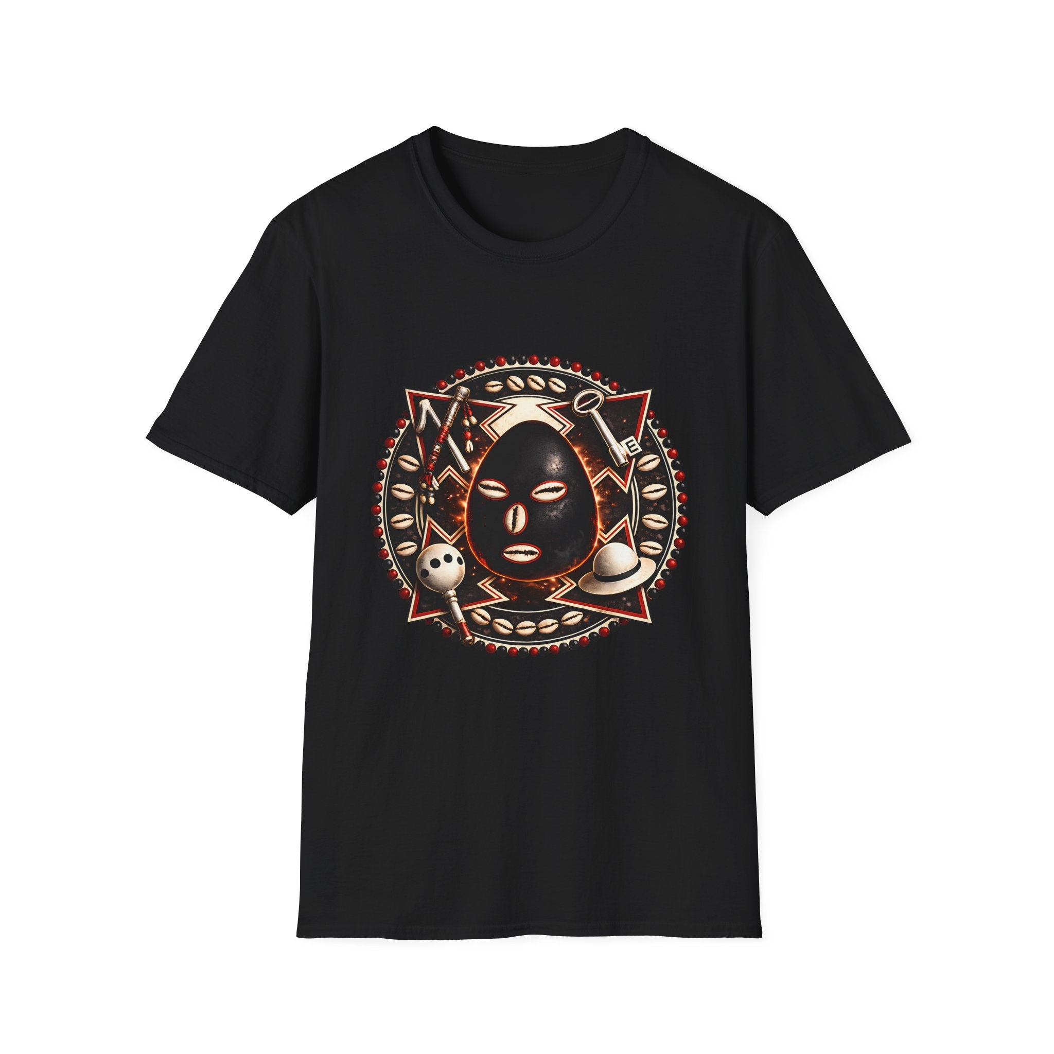 African Mask Tribal Art T-Shirt — Decorative Kente-Inspired Mask Design