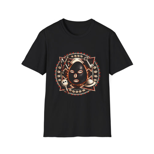 African Mask Tribal Art T-Shirt — Decorative Kente-Inspired Mask Design