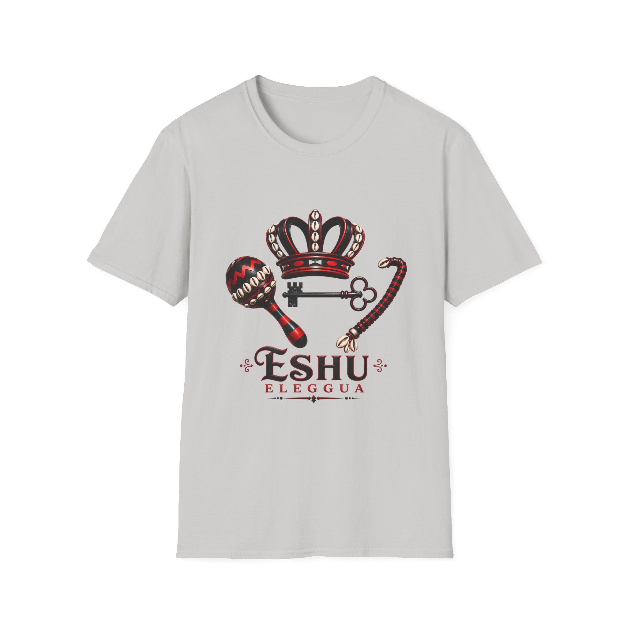 Eshu Eleggua Crown, Maraca & Key T-Shirt | Afro-Caribbean Orisha Design