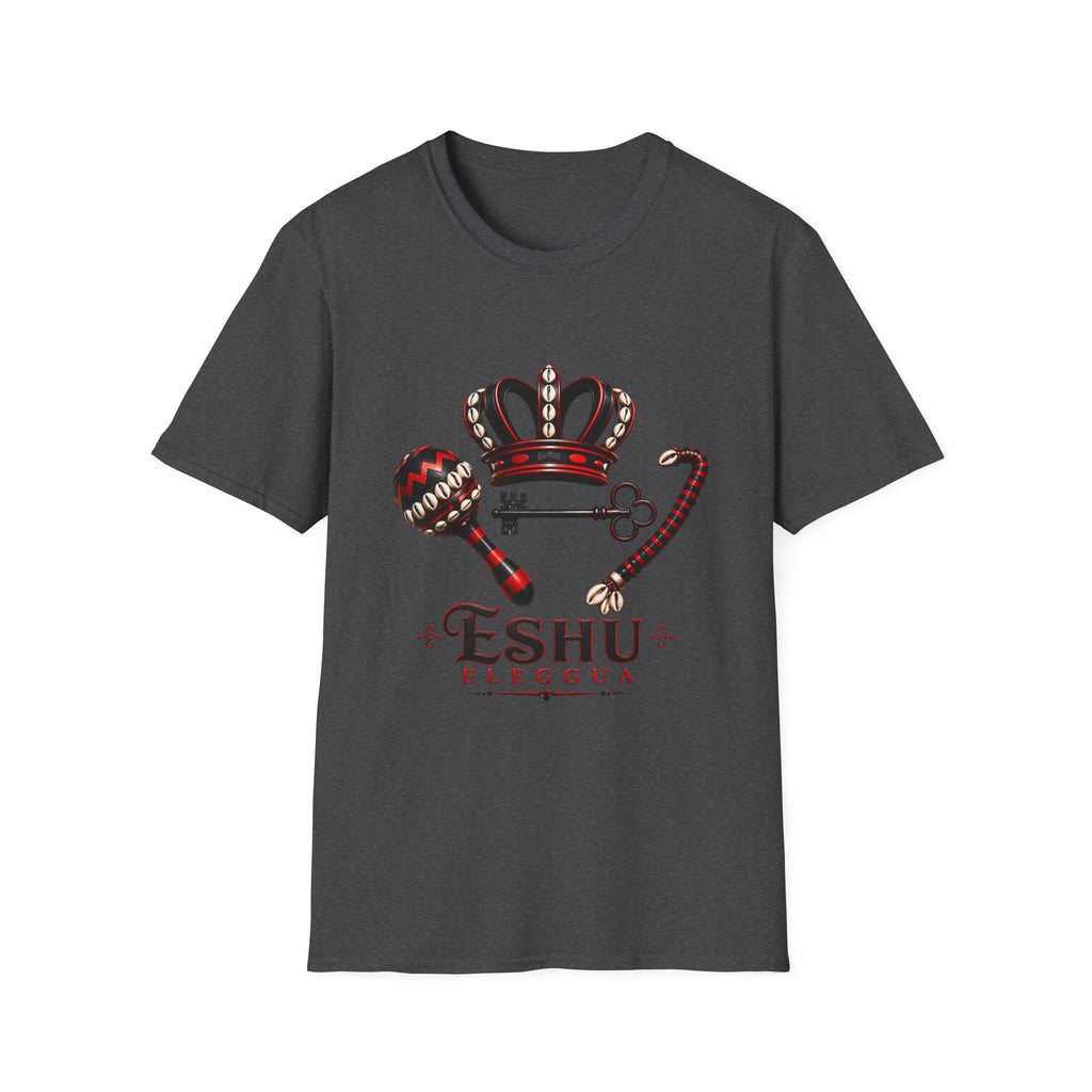 Eshu Eleggua Crown, Maraca & Key T-Shirt | Afro-Caribbean Orisha Design