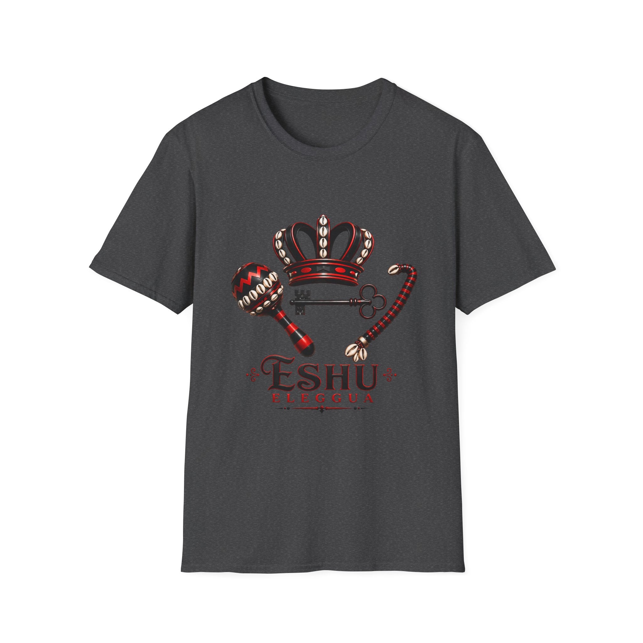 Eshu Eleggua Crown, Maraca & Key T-Shirt | Afro-Caribbean Orisha Design