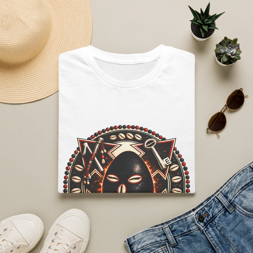African Mask Tribal Art T-Shirt — Decorative Kente-Inspired Mask Design