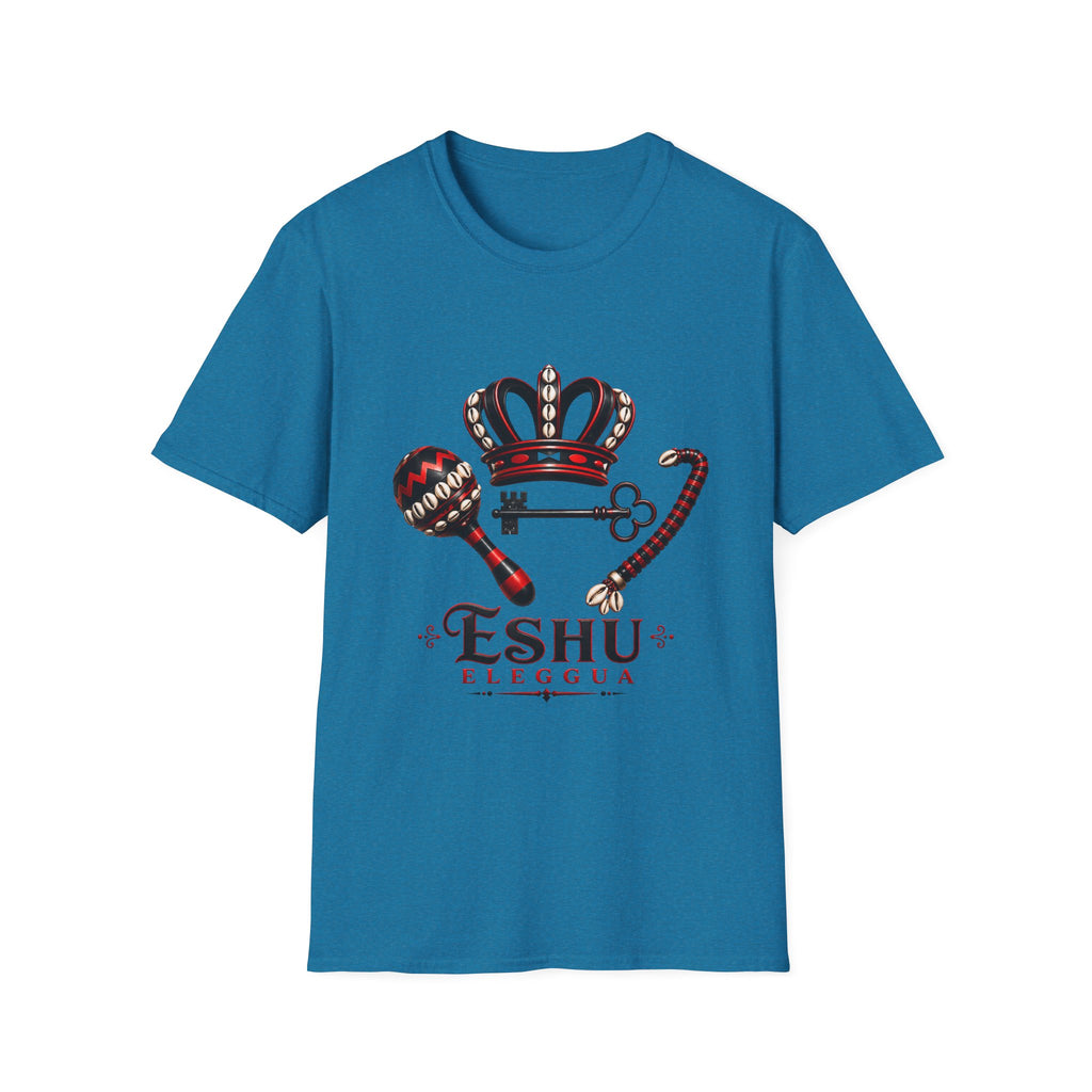 Eshu Eleggua Crown, Maraca & Key T-Shirt | Afro-Caribbean Orisha Design