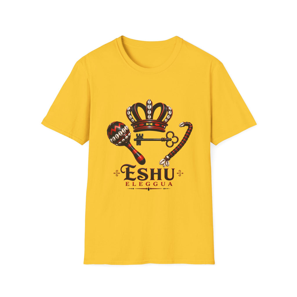 Eshu Eleggua Crown, Maraca & Key T-Shirt | Afro-Caribbean Orisha Design