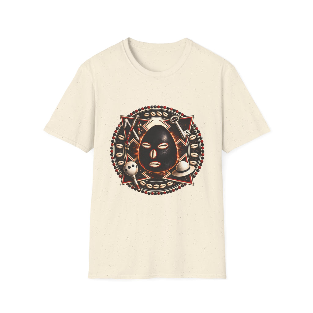 African Mask Tribal Art T-Shirt — Decorative Kente-Inspired Mask Design