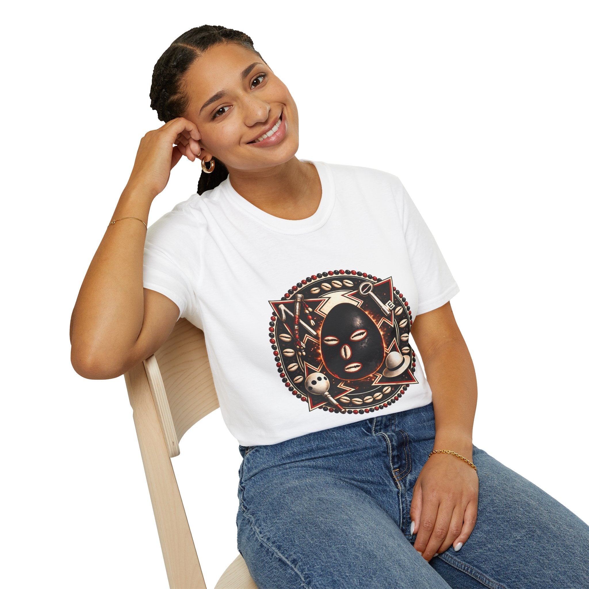 African Mask Tribal Art T-Shirt — Decorative Kente-Inspired Mask Design