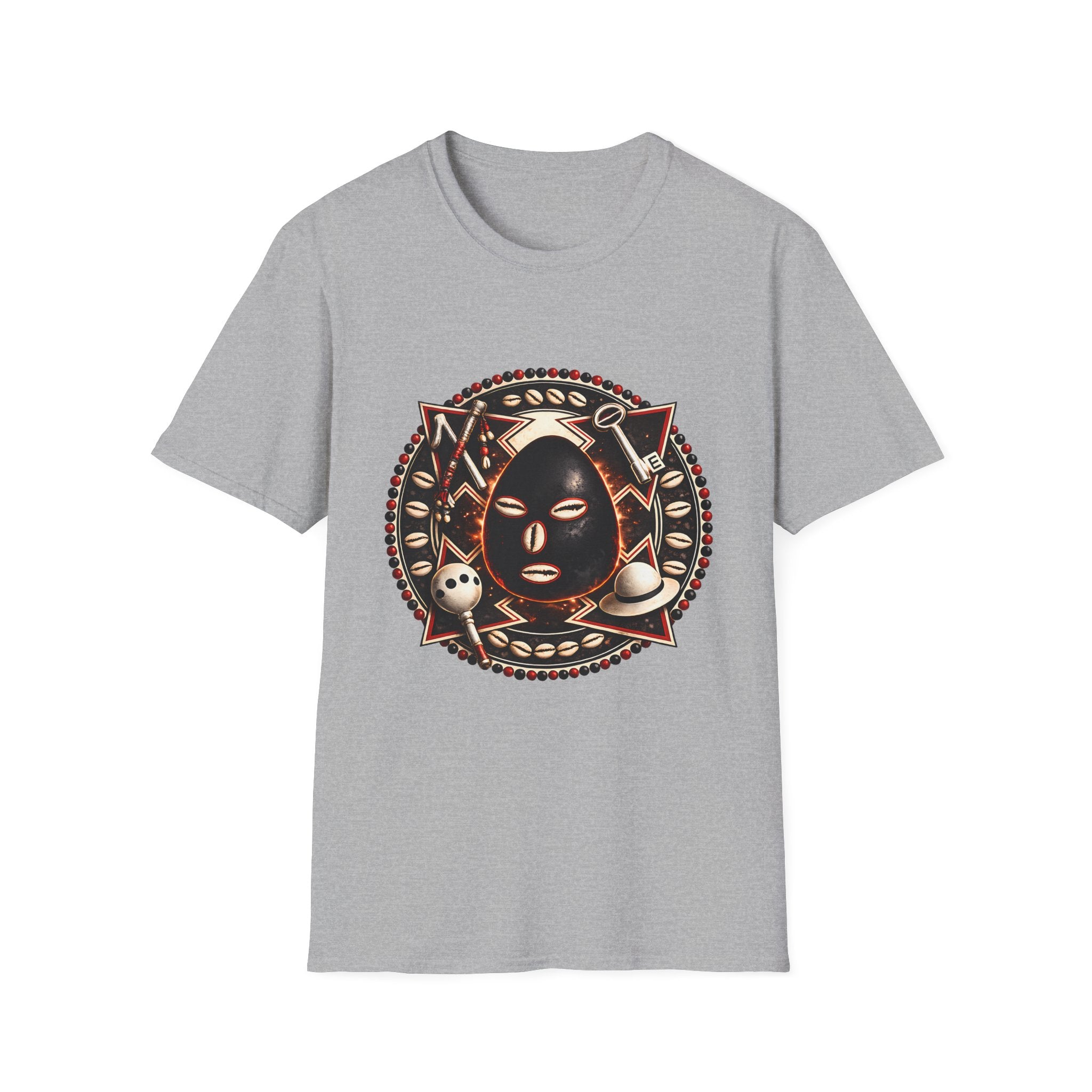 African Mask Tribal Art T-Shirt — Decorative Kente-Inspired Mask Design