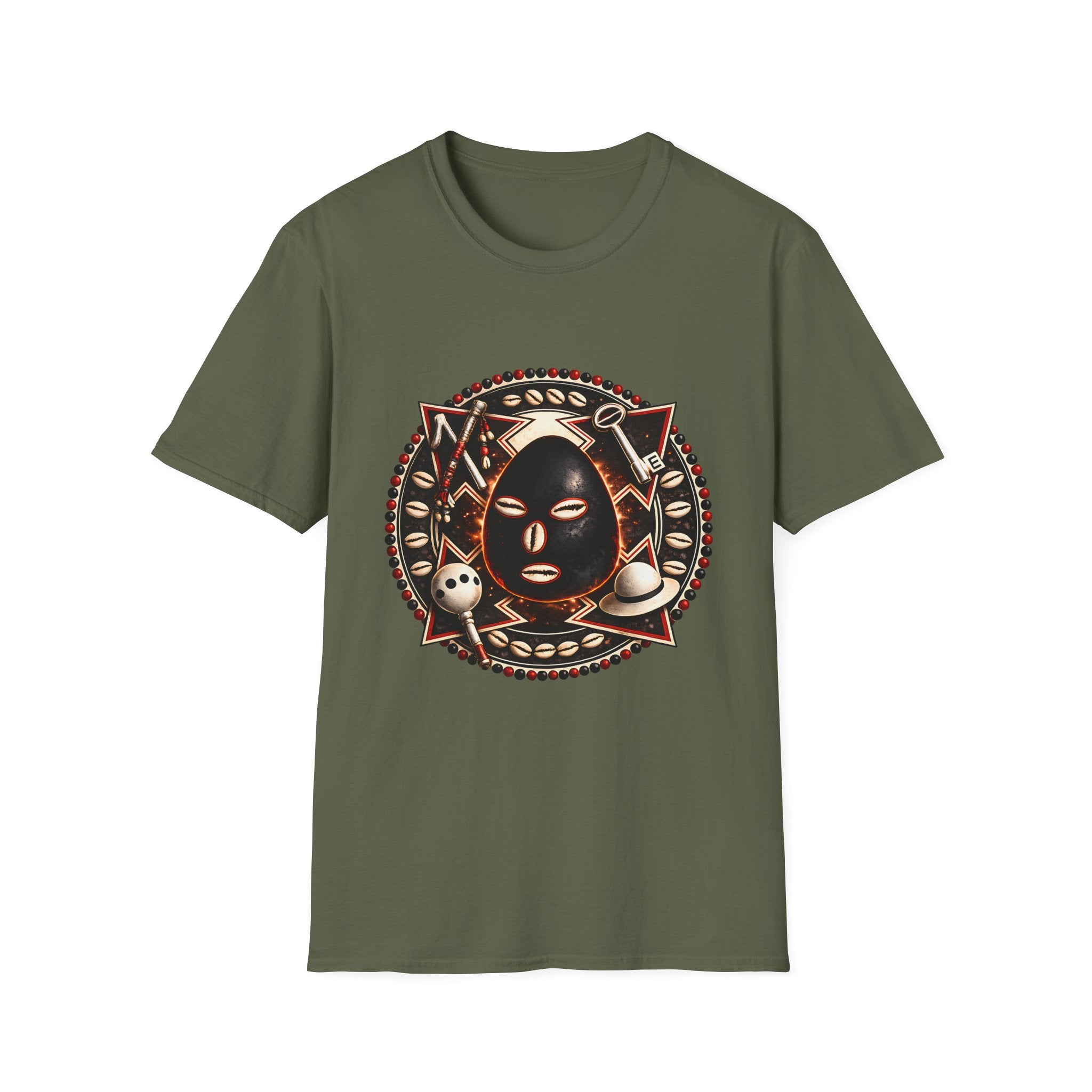 African Mask Tribal Art T-Shirt — Decorative Kente-Inspired Mask Design