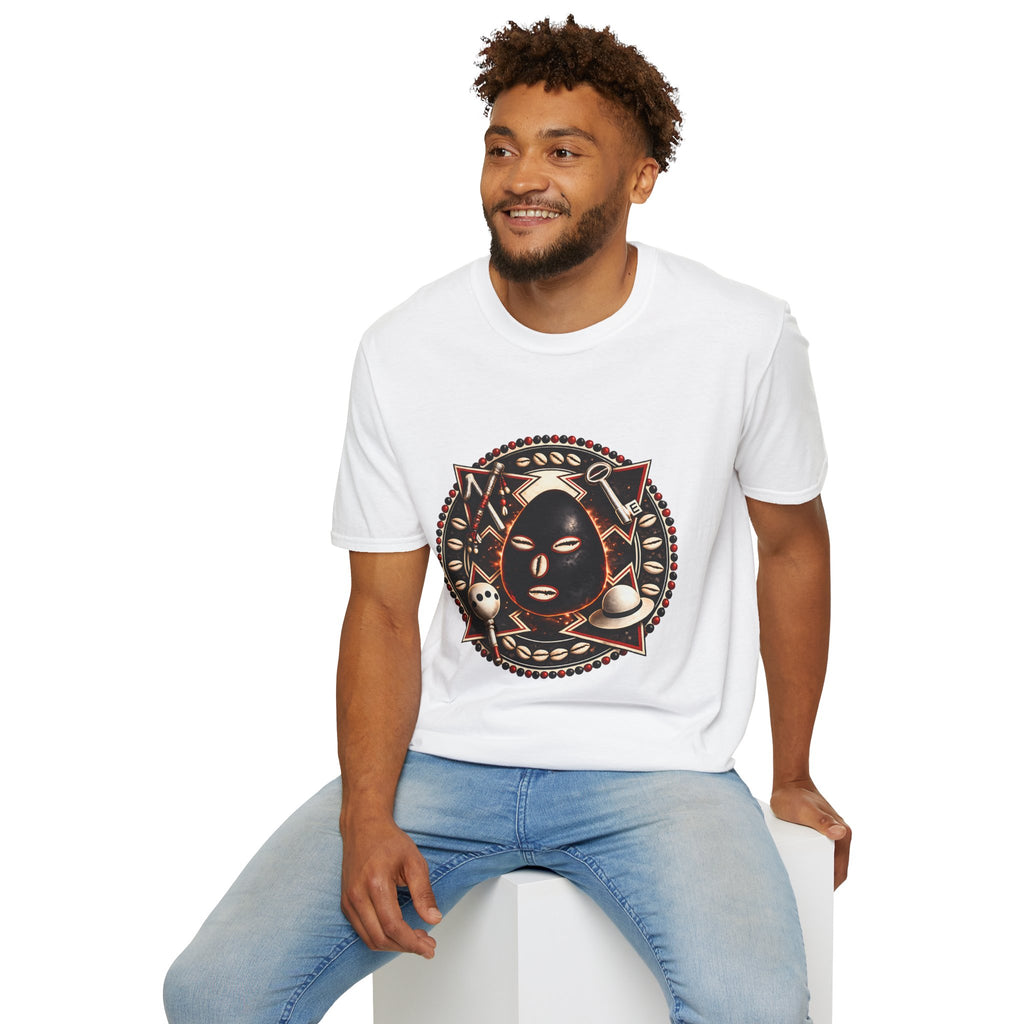 African Mask Tribal Art T-Shirt — Decorative Kente-Inspired Mask Design