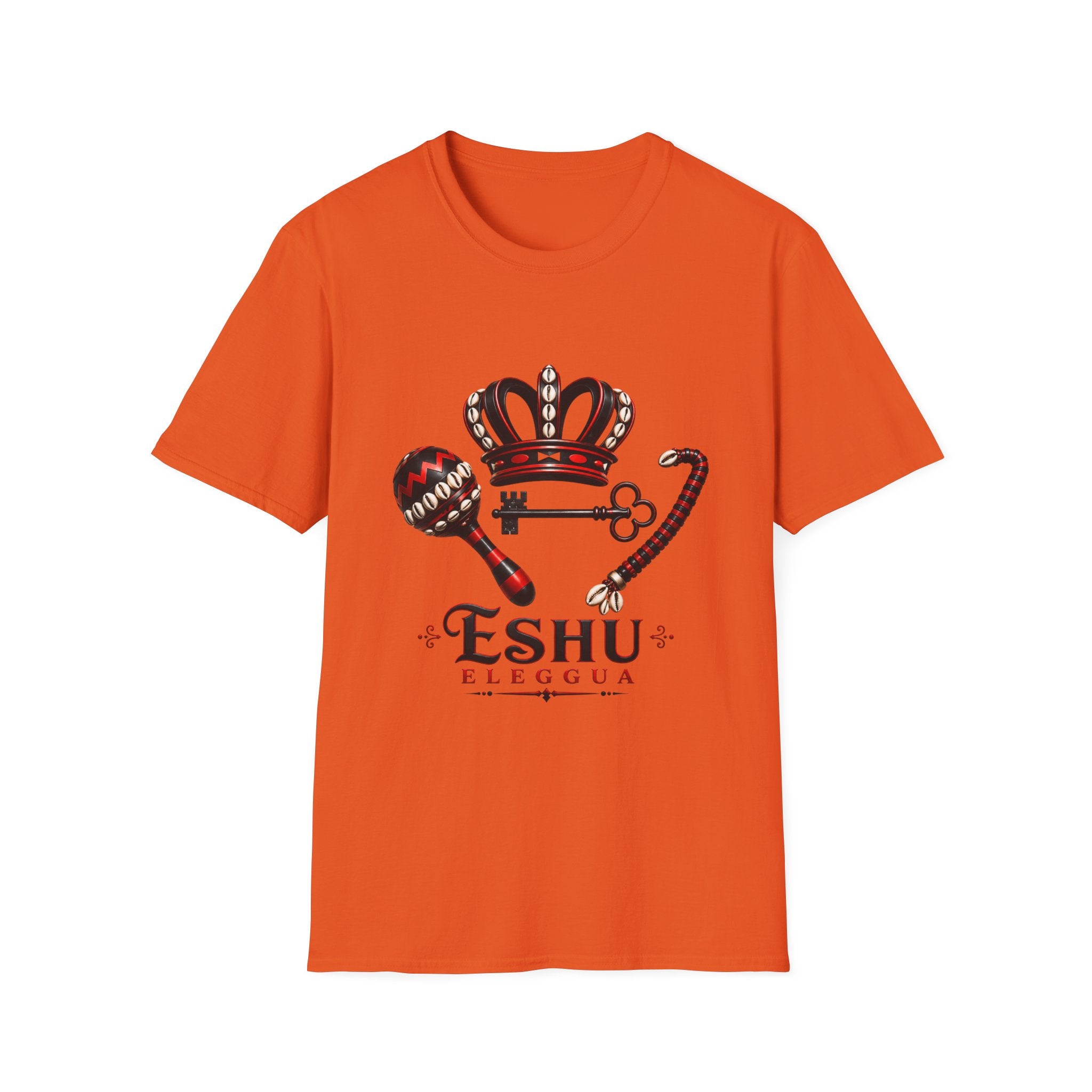 Eshu Eleggua Crown, Maraca & Key T-Shirt | Afro-Caribbean Orisha Design