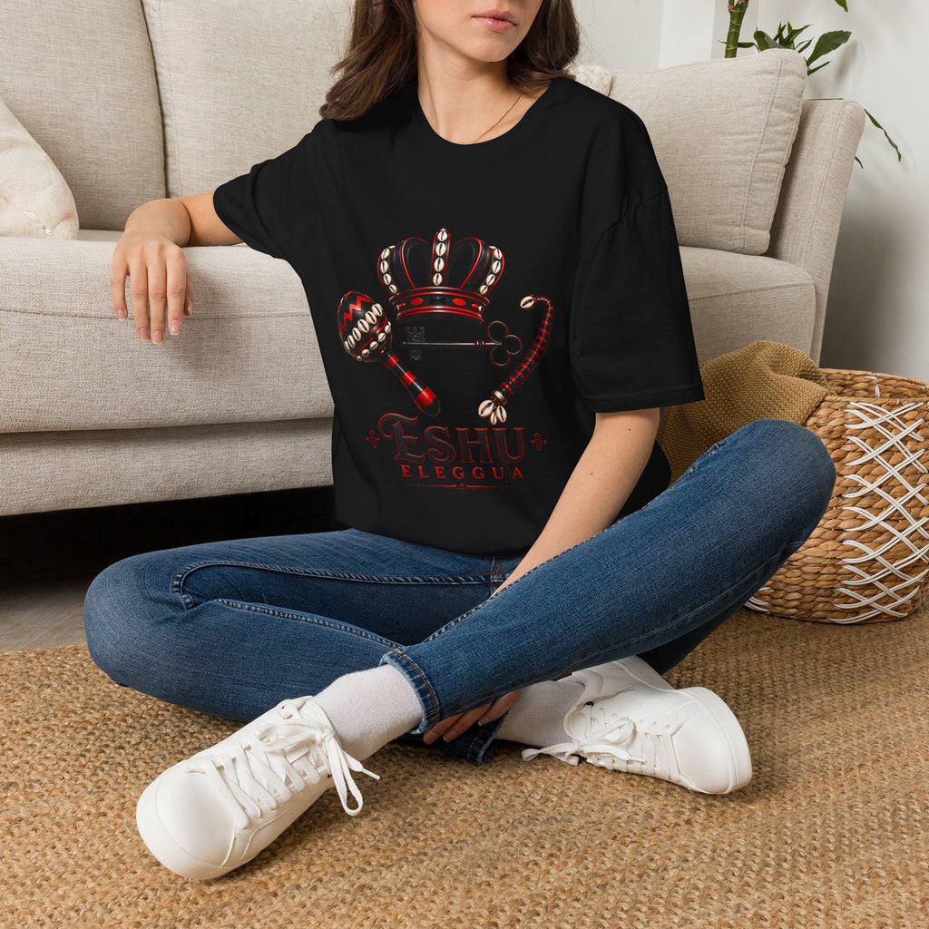 Eshu Eleggua Crown, Maraca & Key T-Shirt | Afro-Caribbean Orisha Design