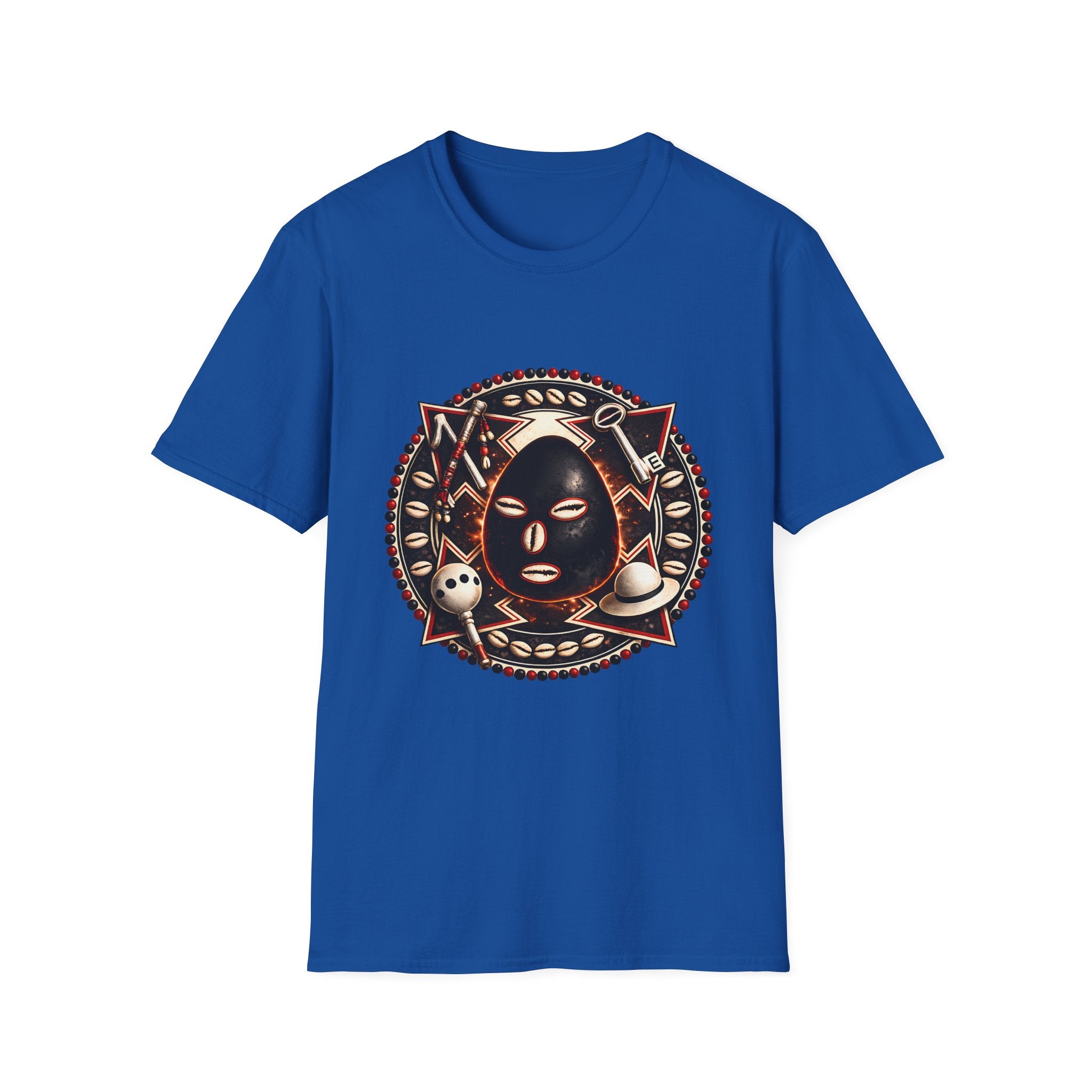 African Mask Tribal Art T-Shirt — Decorative Kente-Inspired Mask Design