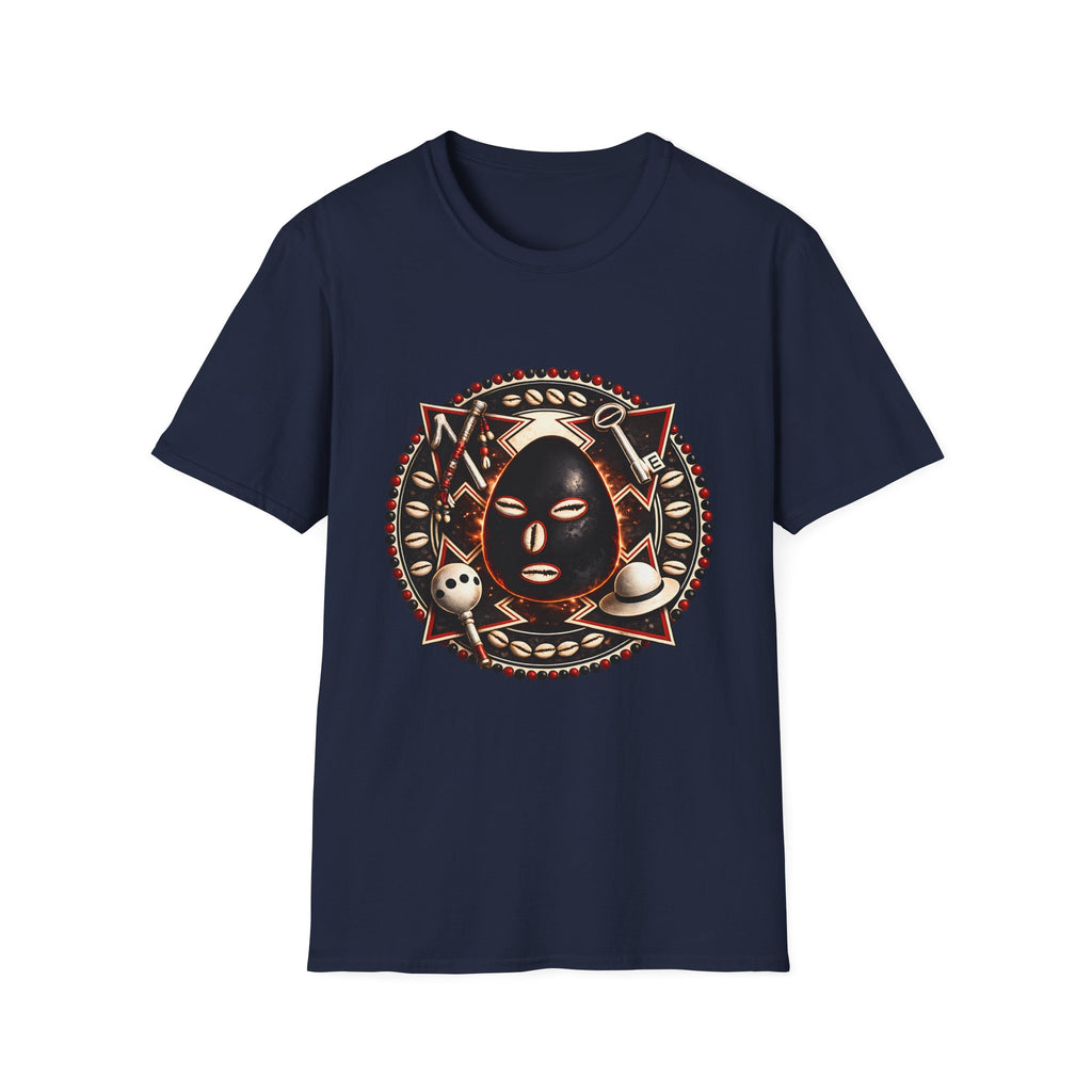 African Mask Tribal Art T-Shirt — Decorative Kente-Inspired Mask Design
