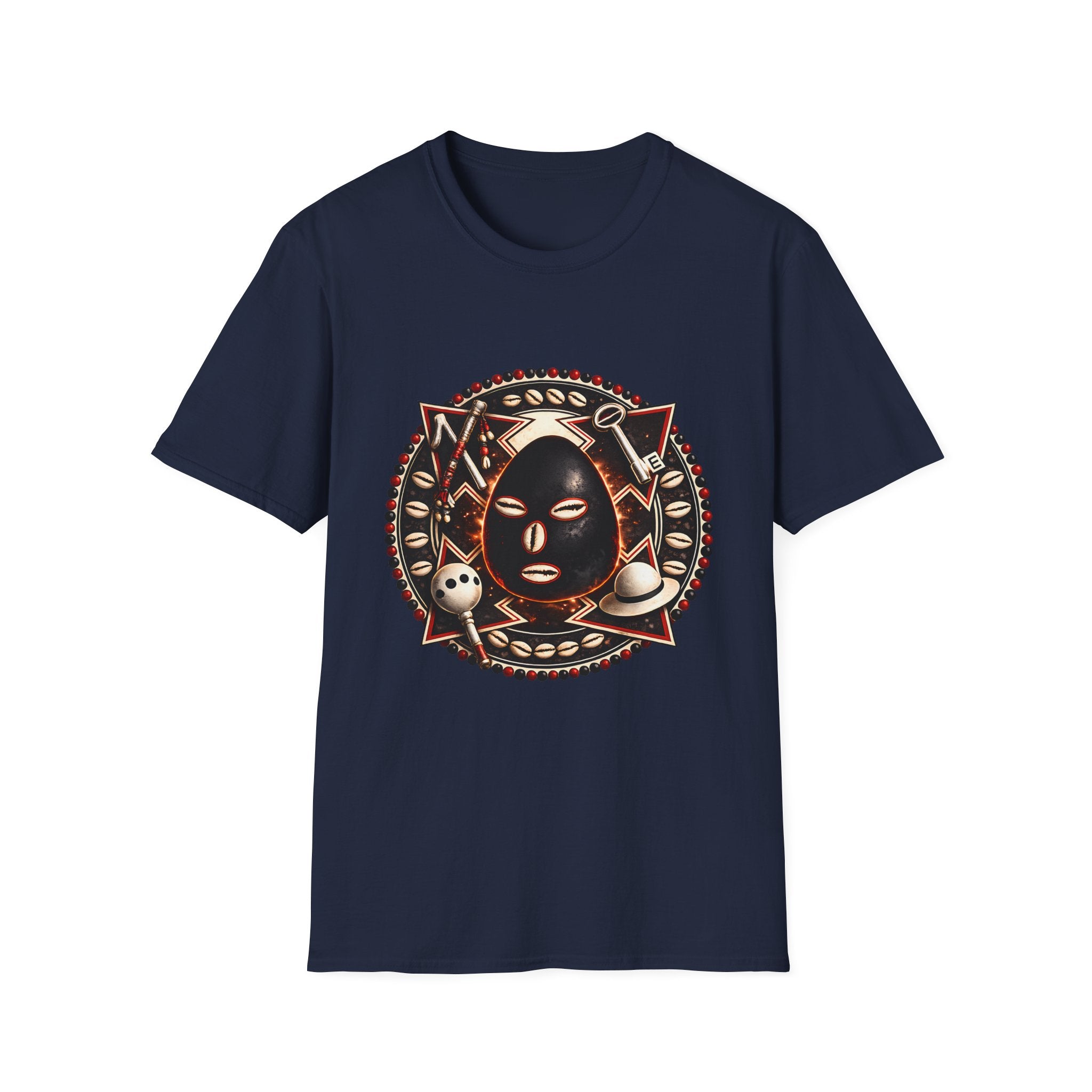 African Mask Tribal Art T-Shirt — Decorative Kente-Inspired Mask Design