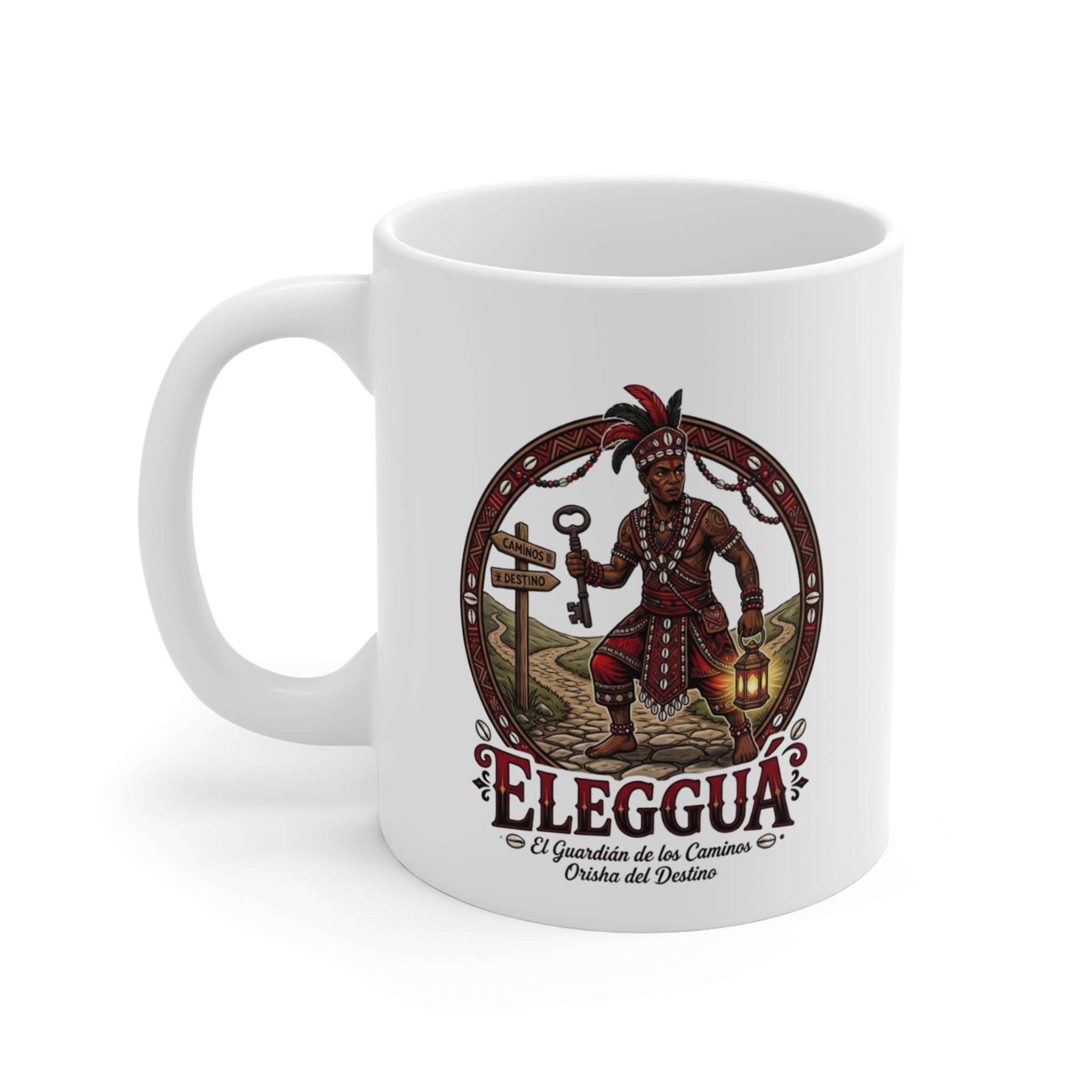 Taza Elegguá “Abre Mis Caminos” — Taza Cerámica Inspirada en la Tradición Yoruba