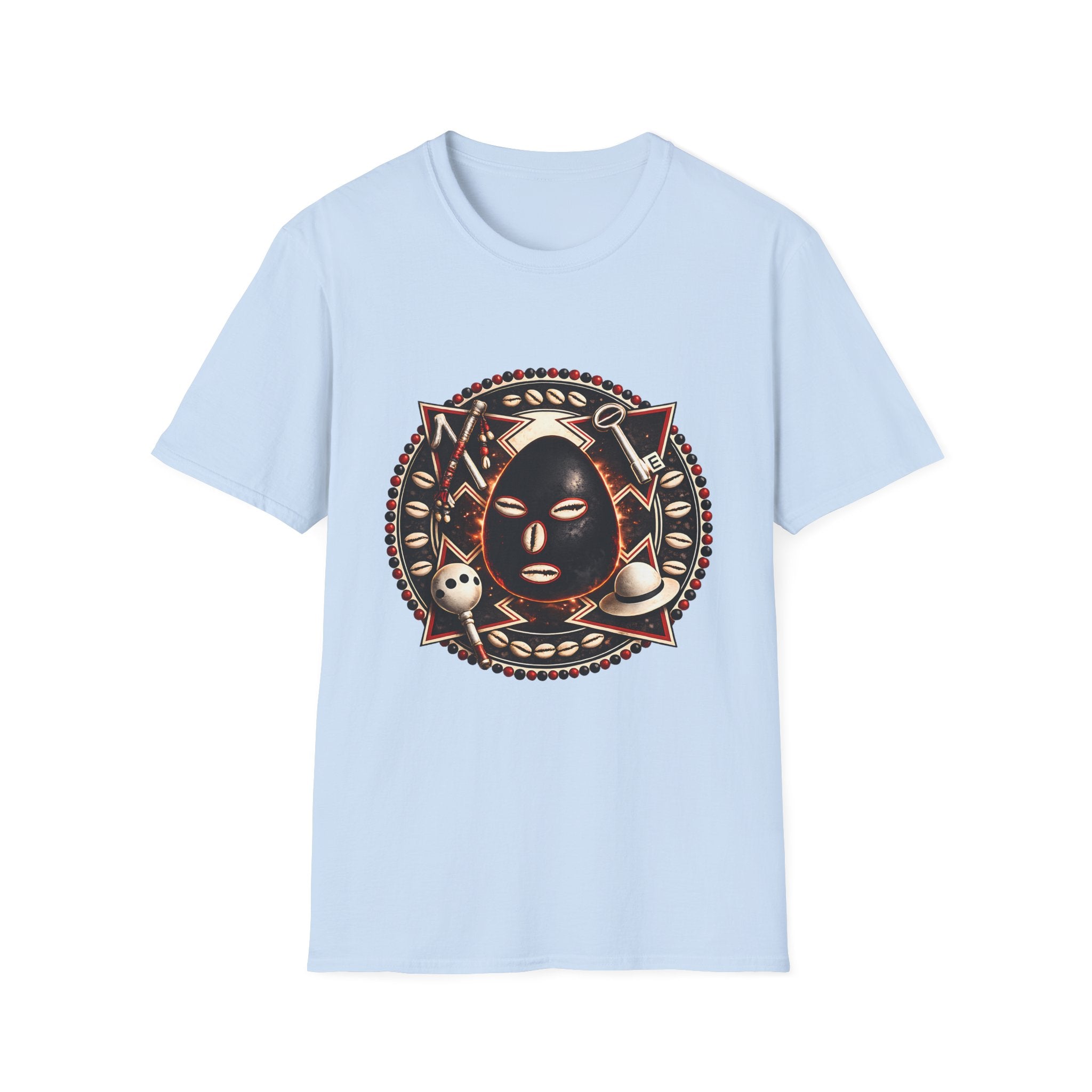 African Mask Tribal Art T-Shirt — Decorative Kente-Inspired Mask Design