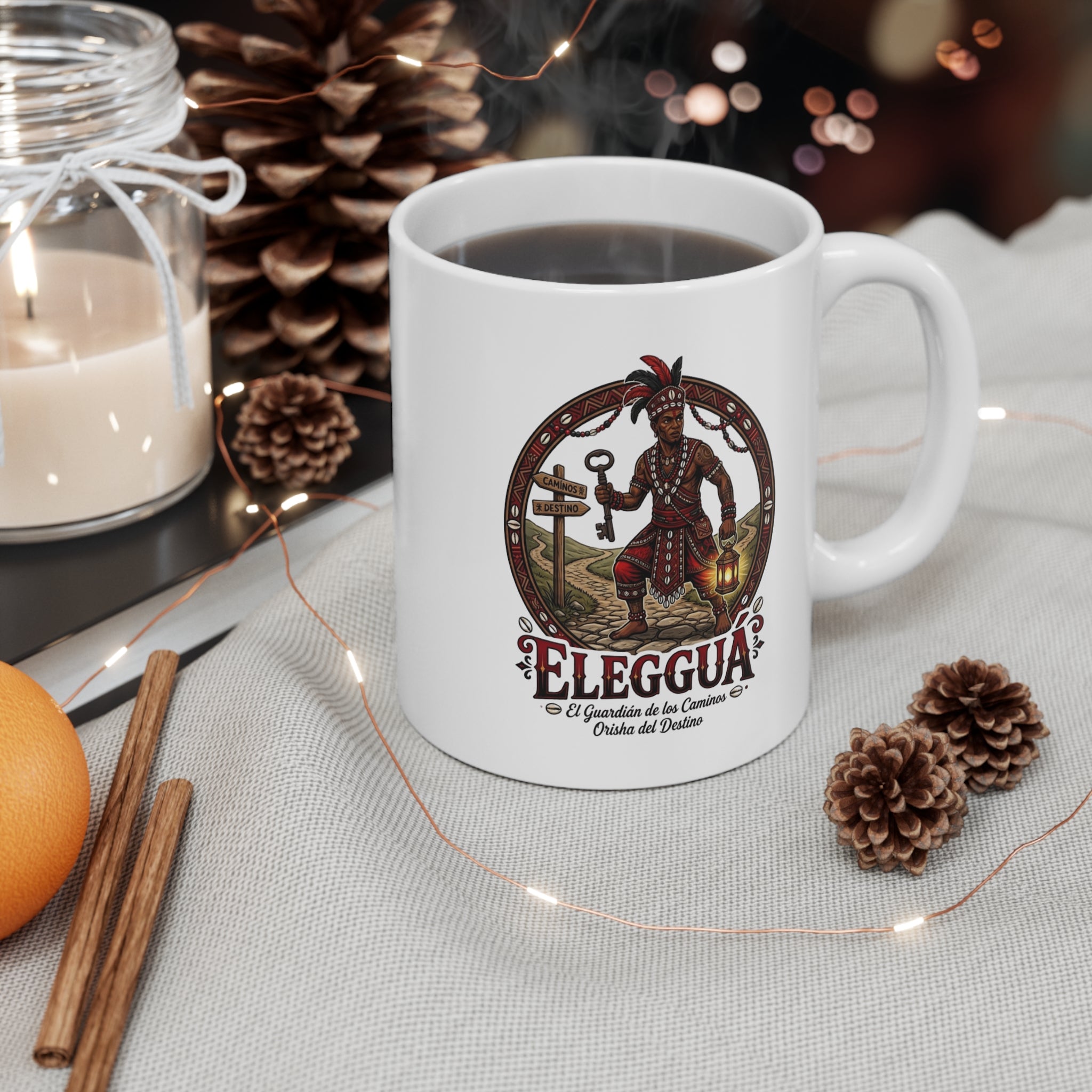 Taza Elegguá “Abre Mis Caminos” — Taza Cerámica Inspirada en la Tradición Yoruba