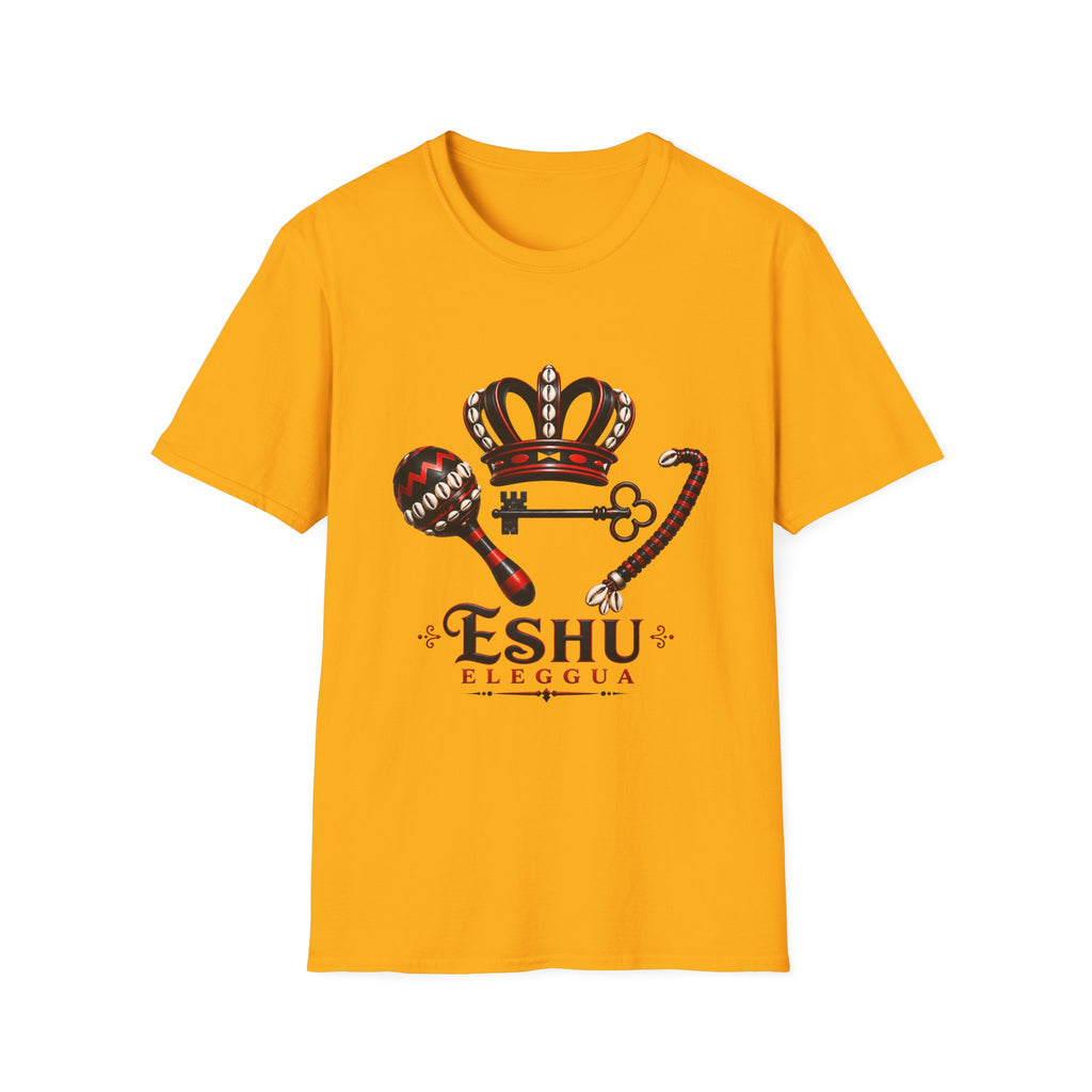 Eshu Eleggua Crown, Maraca & Key T-Shirt | Afro-Caribbean Orisha Design