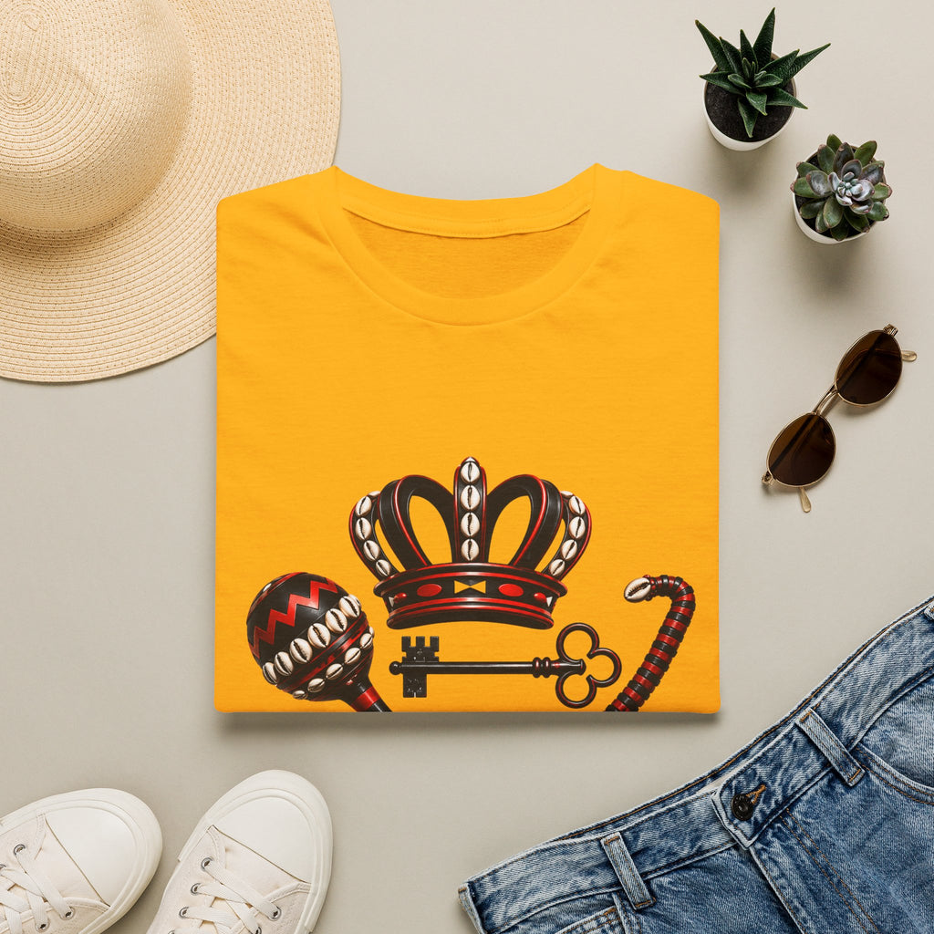 Eshu Eleggua Crown, Maraca & Key T-Shirt | Afro-Caribbean Orisha Design