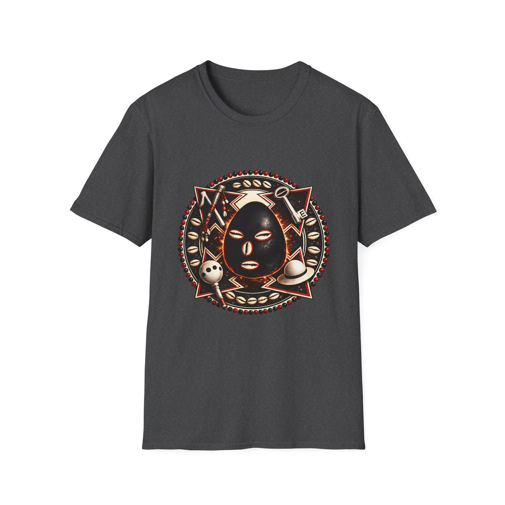 African Mask Tribal Art T-Shirt — Decorative Kente-Inspired Mask Design