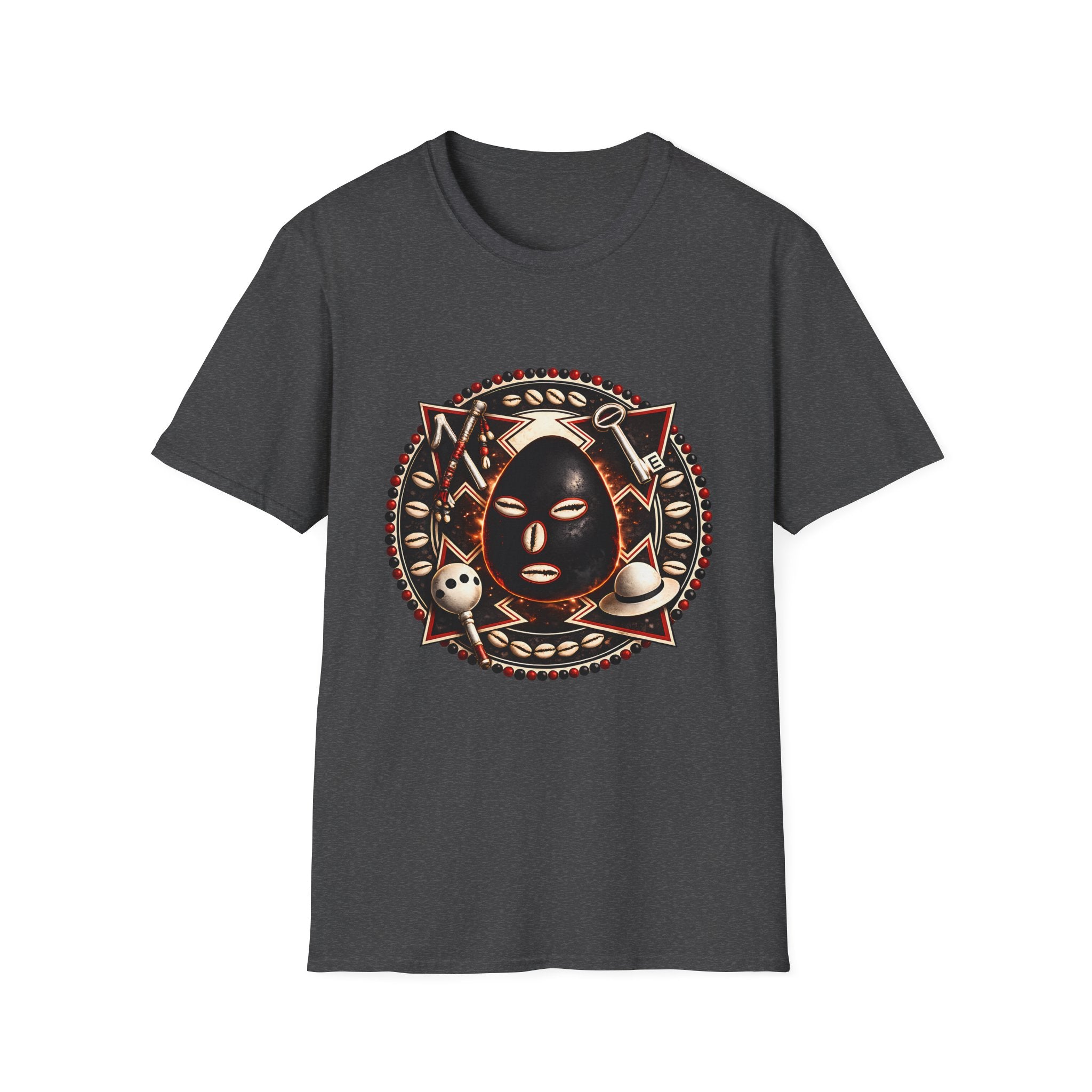 African Mask Tribal Art T-Shirt — Decorative Kente-Inspired Mask Design