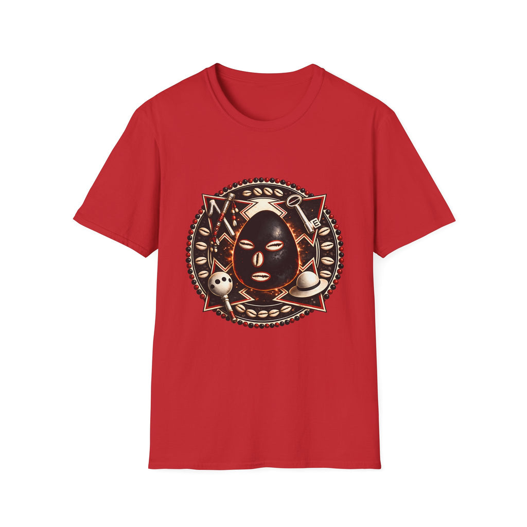 African Mask Tribal Art T-Shirt — Decorative Kente-Inspired Mask Design