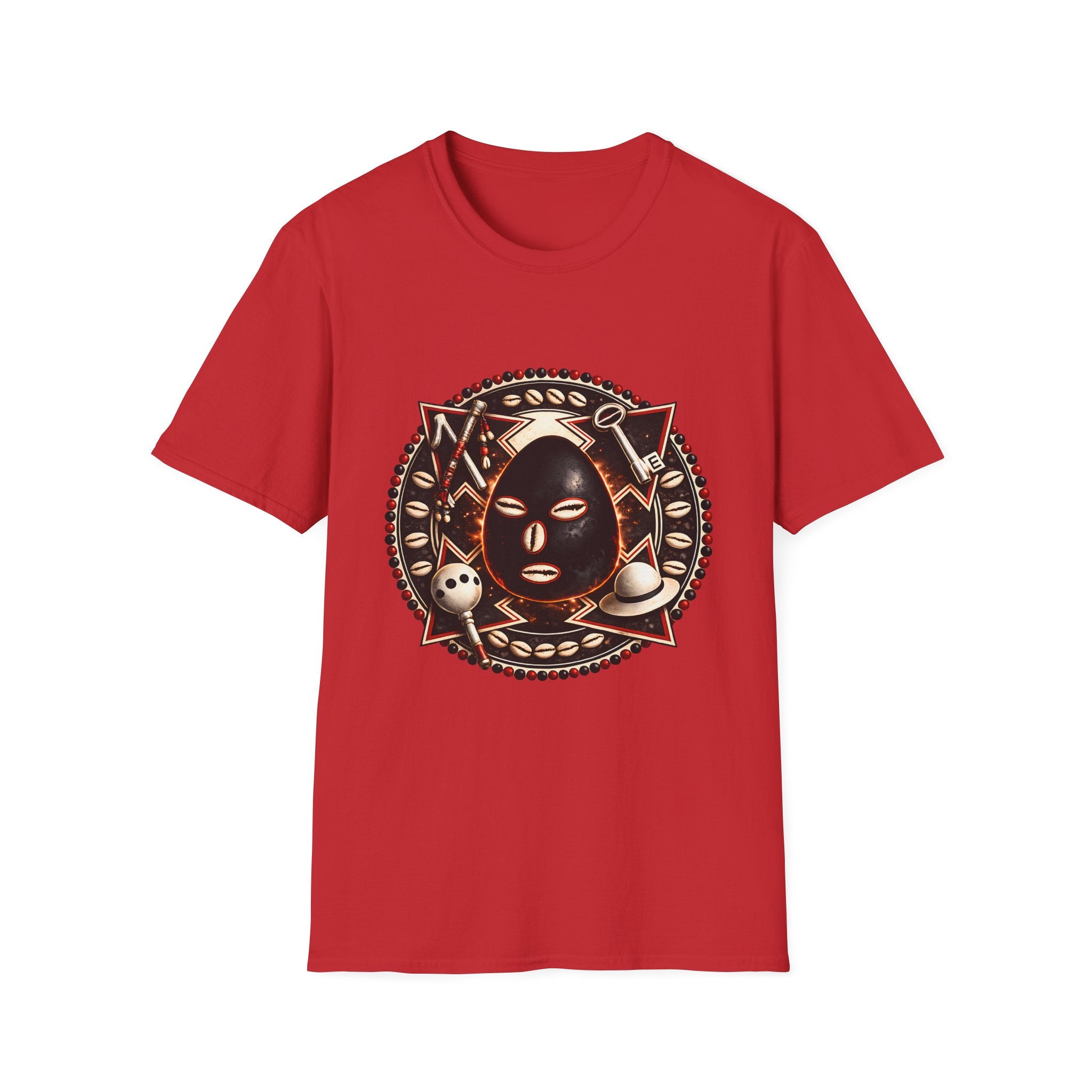 African Mask Tribal Art T-Shirt — Decorative Kente-Inspired Mask Design
